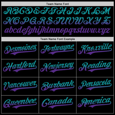 Custom Black Teal-Purple Authentic Fade Fashion Baseball Jersey