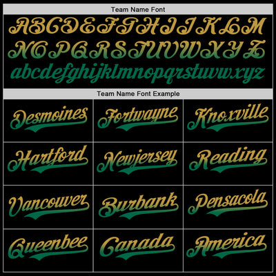 Custom Black Old Gold-Kelly Green Authentic Fade Fashion Baseball Jersey