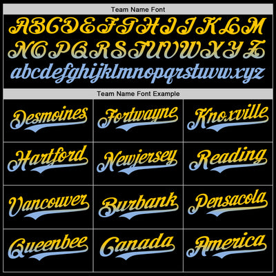 Custom Black Yellow-Light Blue Authentic Fade Fashion Baseball Jersey