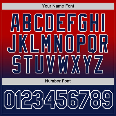 Custom Red Navy-White Fade Fashion Performance T-Shirt