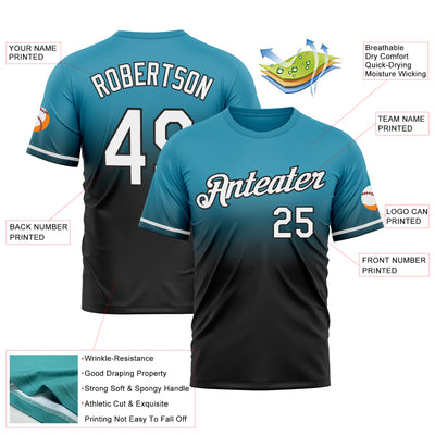 Custom Panther Blue White-Black Fade Fashion Performance T-Shirt