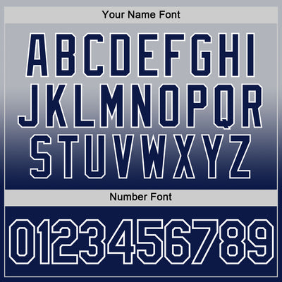 Custom Gray Navy-White Fade Fashion Performance T-Shirt