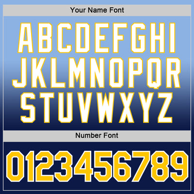 Custom Light Blue Yellow-Navy Fade Fashion Performance T-Shirt