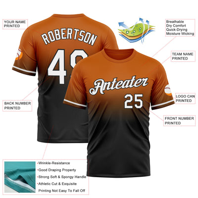 Custom Texas Orange White-Black Fade Fashion Performance T-Shirt