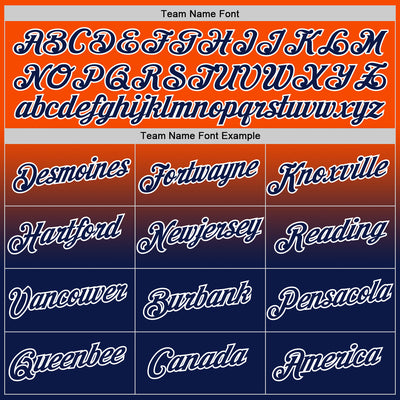 Custom Orange Navy-White Fade Fashion Performance T-Shirt