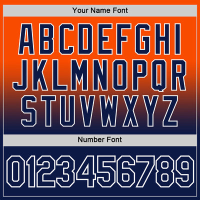 Custom Orange Navy-White Fade Fashion Performance T-Shirt