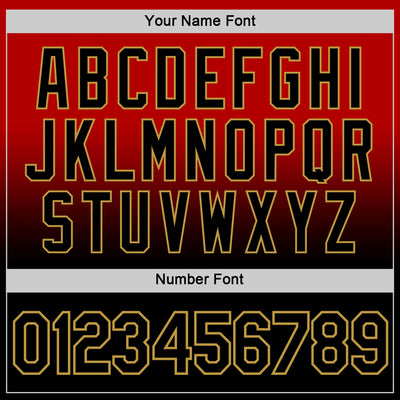 Custom Red Black-Old Gold Fade Fashion Performance T-Shirt