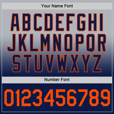 Custom Gray Orange-Navy Fade Fashion Performance T-Shirt