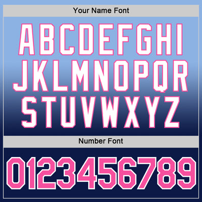 Custom Light Blue Pink-Navy Fade Fashion Performance T-Shirt