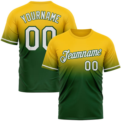 Custom Yellow White-Green Fade Fashion Performance T-Shirt