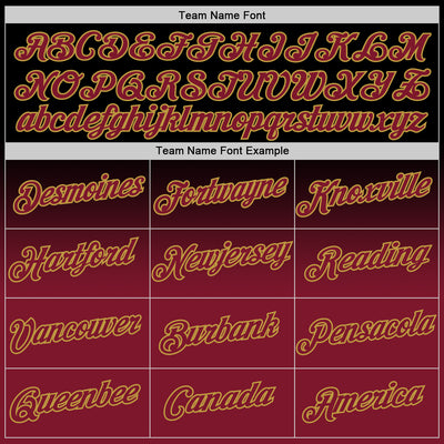 Custom Black Crimson-Old Gold Fade Fashion Performance T-Shirt