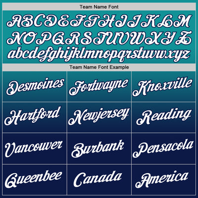 Custom Teal White-Navy Fade Fashion Performance T-Shirt