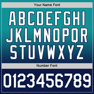 Custom Teal White-Navy Fade Fashion Performance T-Shirt