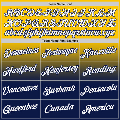 Custom Yellow White-Navy Fade Fashion Performance T-Shirt