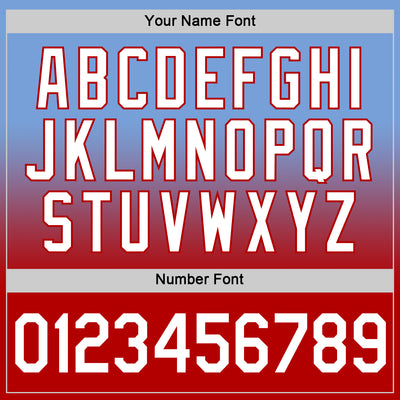 Custom Light Blue White-Red Fade Fashion Performance T-Shirt