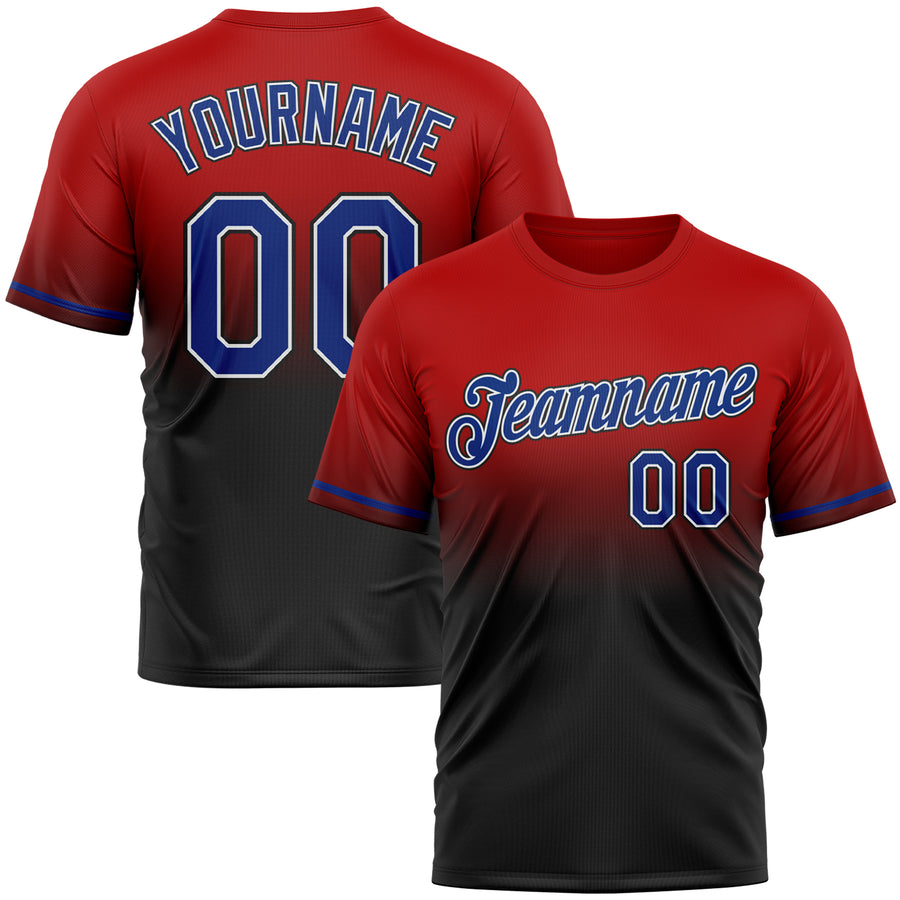 Custom Red Royal-Black Fade Fashion Performance T-Shirt