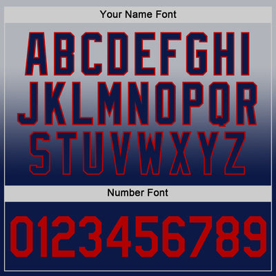 Custom Gray Red-Navy Fade Fashion Performance T-Shirt