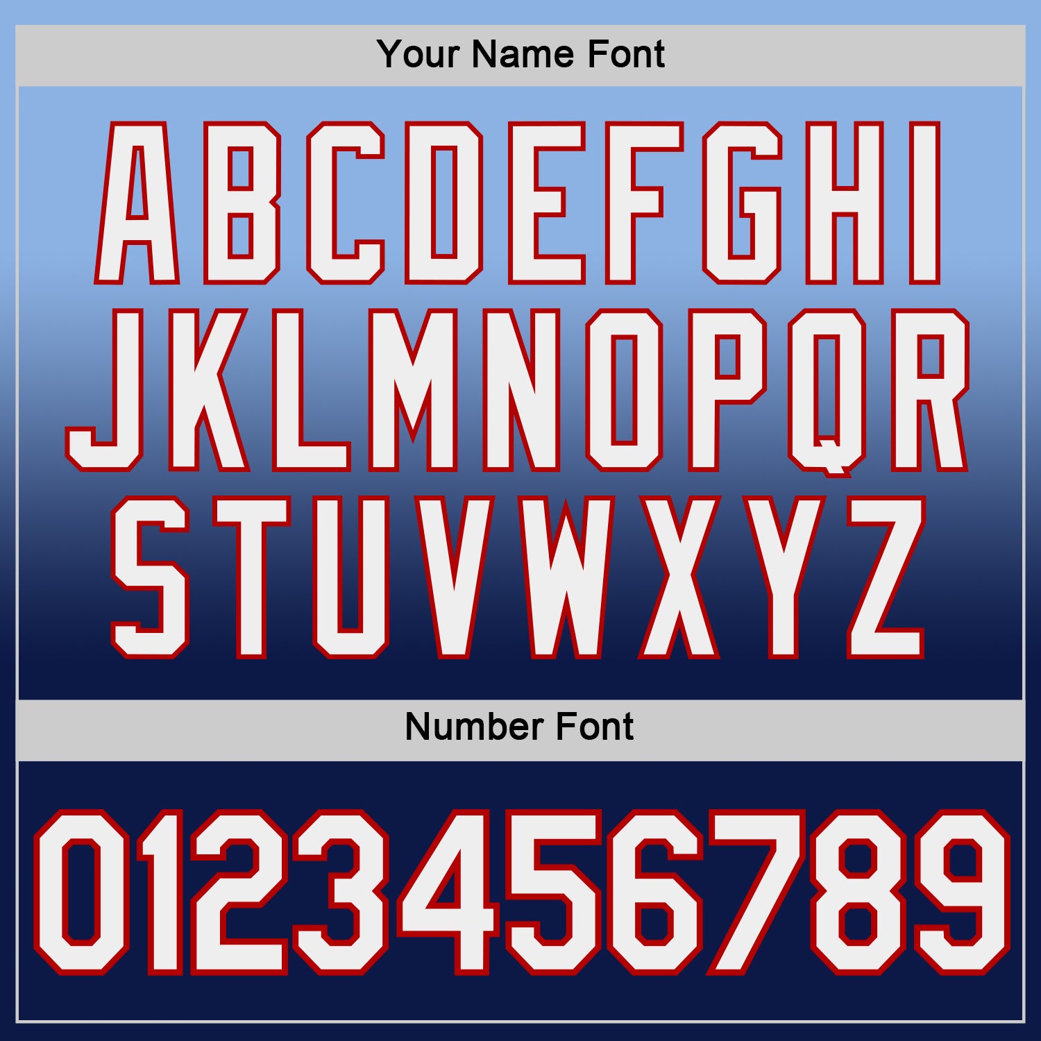 Custom Light Blue Navy-Red Fade Fashion Performance T-Shirt