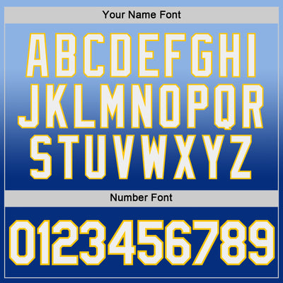 Custom Light Blue Royal-Yellow Fade Fashion Performance T-Shirt