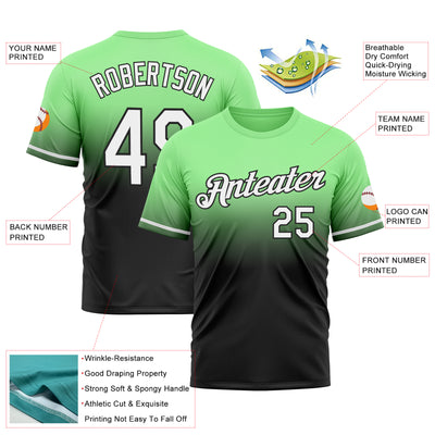 Custom Pea Green White-Black Fade Fashion Performance T-Shirt