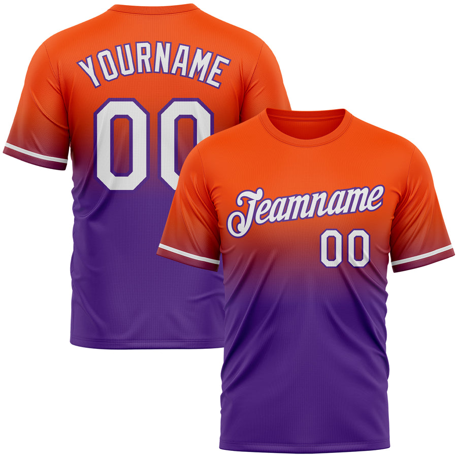 Custom Orange White-Purple Fade Fashion Performance T-Shirt