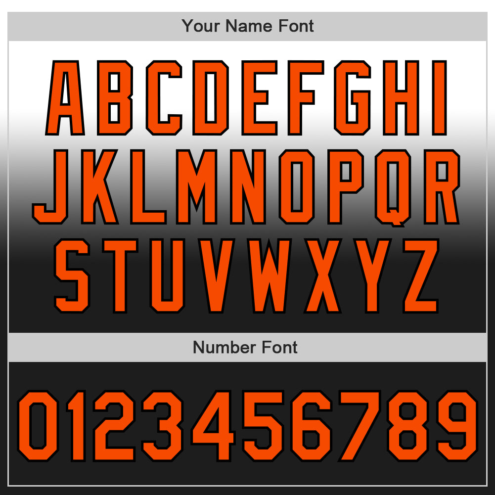 Custom White Orange-Black Authentic Fade Fashion Baseball Jersey