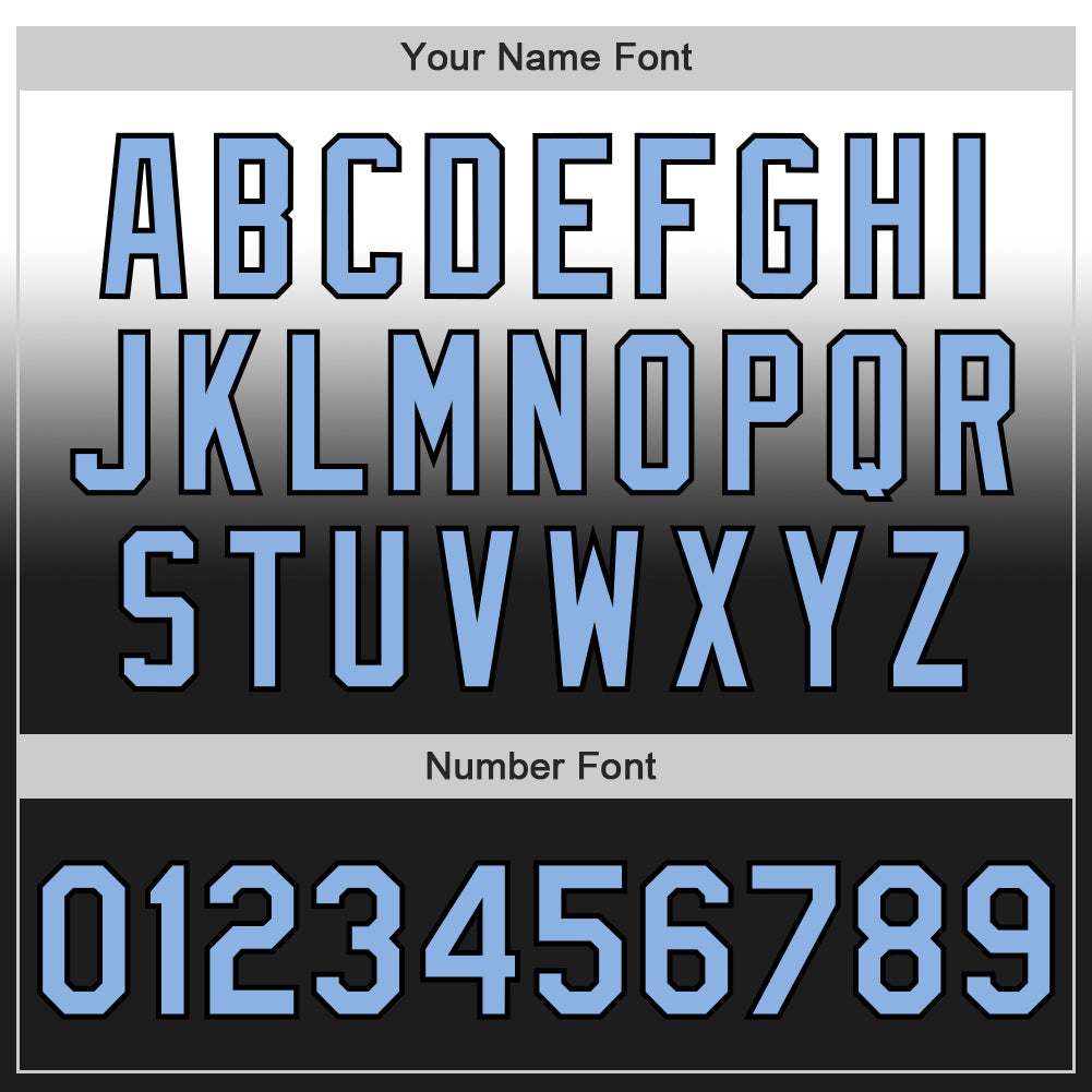 Custom White Light Blue-Black Authentic Fade Fashion Baseball Jersey