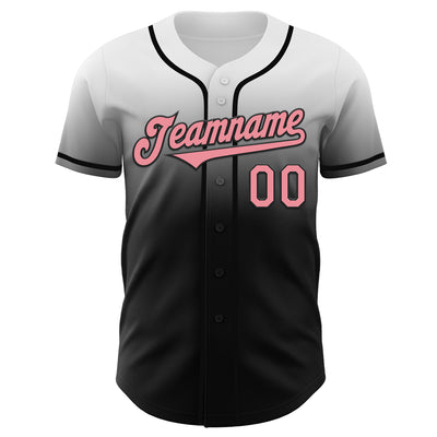 Custom White Medium Pink-Black Authentic Fade Fashion Baseball Jersey