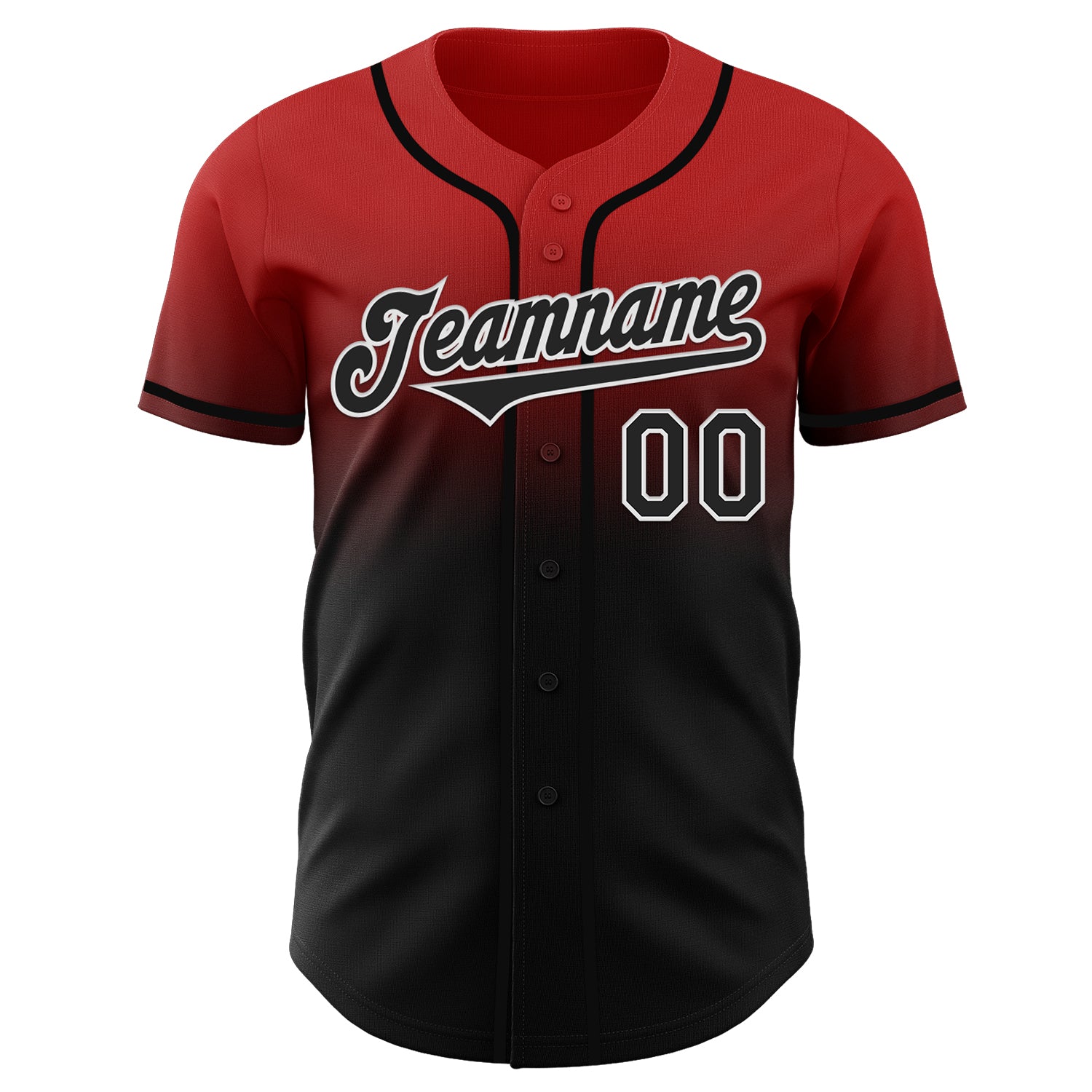 Custom Red Black-White Authentic Fade Fashion Baseball Jersey