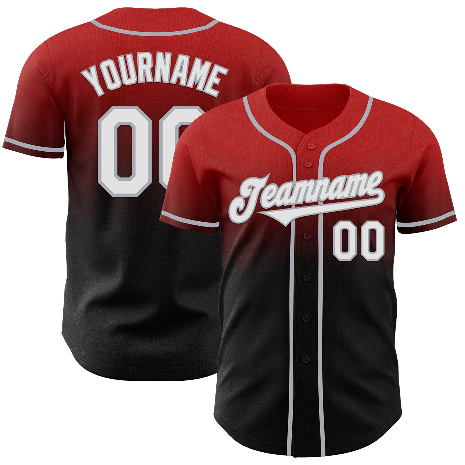Custom Red Black-Gray Authentic Fade Fashion Baseball Jersey