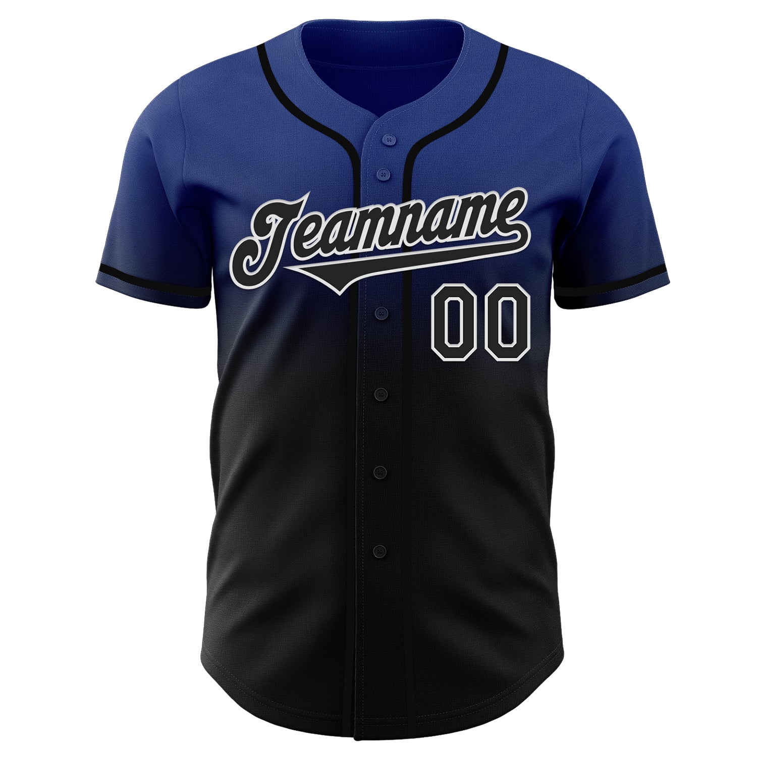 Custom Royal Black-White Authentic Fade Fashion Baseball Jersey