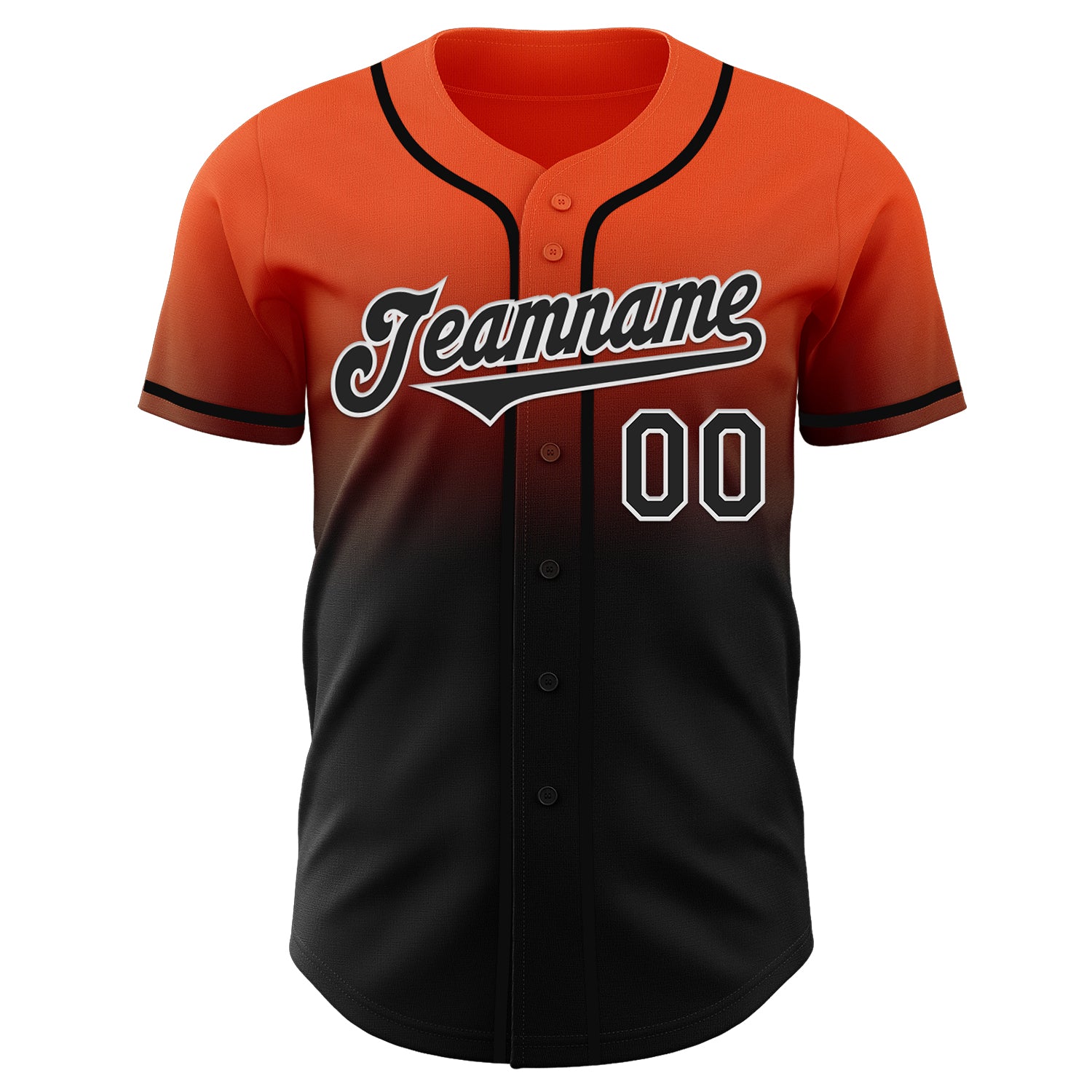 Custom Orange Black-White Authentic Fade Fashion Baseball Jersey