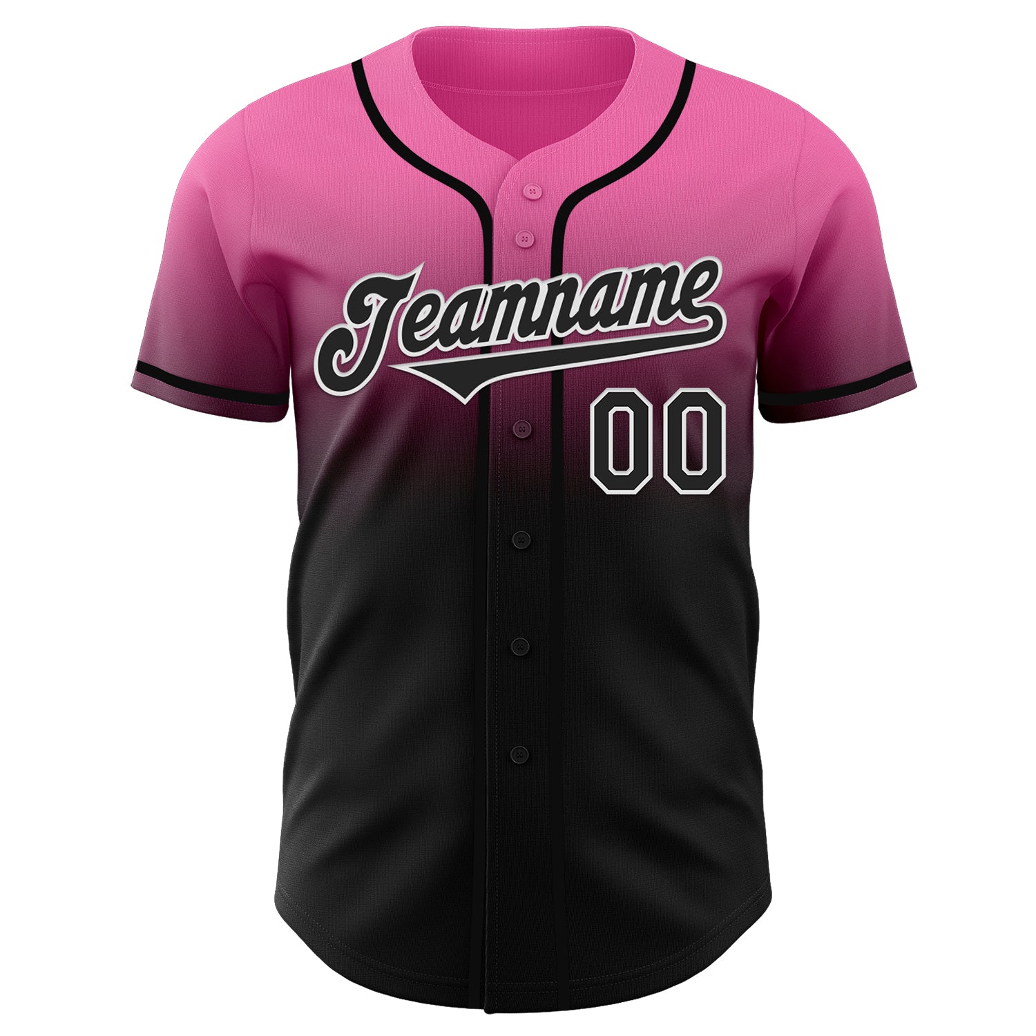 Custom Pink Black-White Authentic Fade Fashion Baseball Jersey