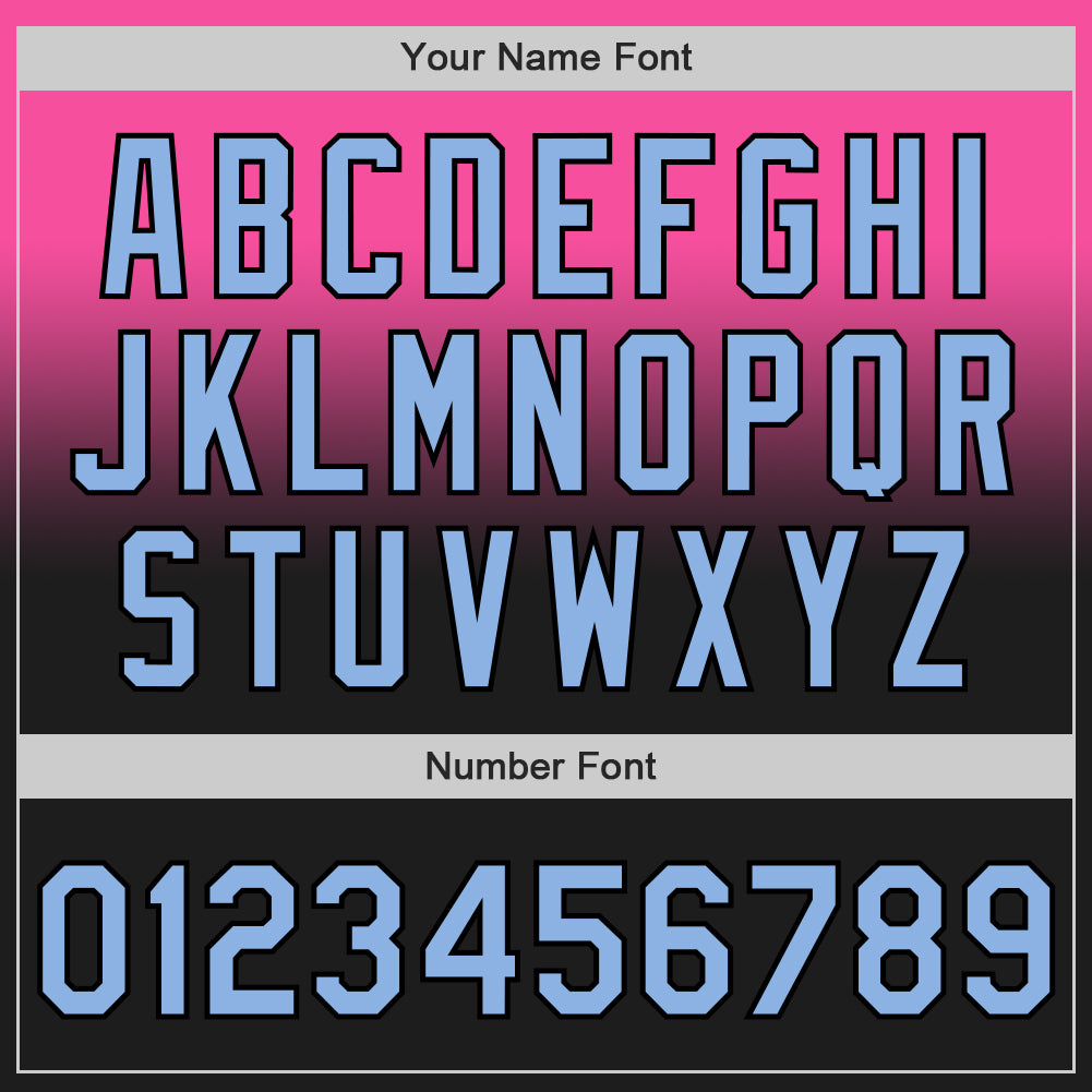 Custom Pink Light Blue-Black Authentic Fade Fashion Baseball Jersey