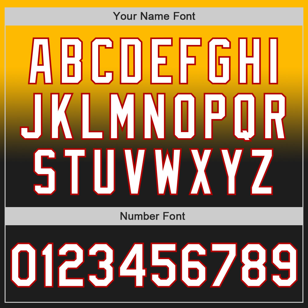 Custom Gold Black-Red Authentic Fade Fashion Baseball Jersey