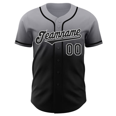 Custom Gray Black-White Authentic Fade Fashion Baseball Jersey