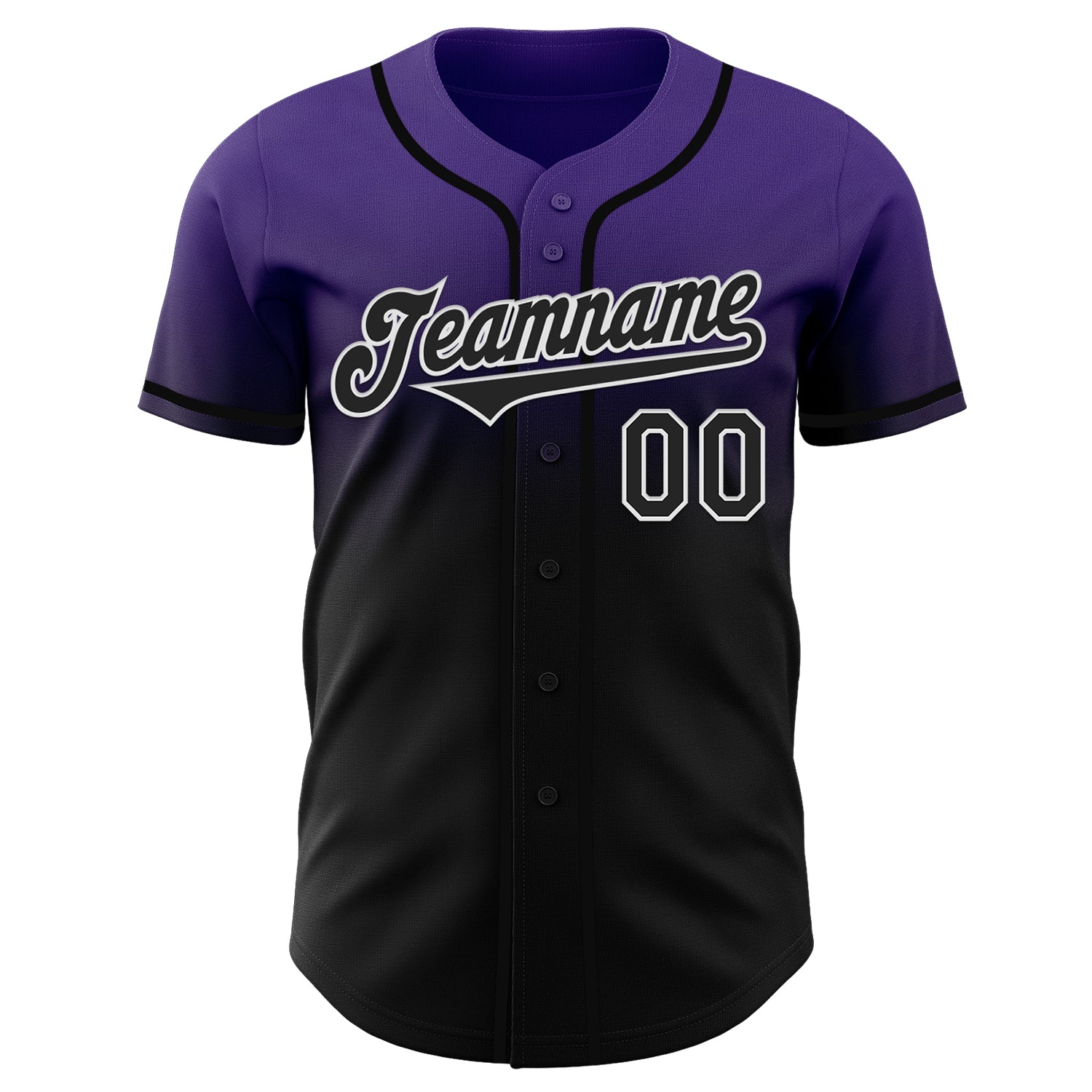 Custom Purple Black-White Authentic Fade Fashion Baseball Jersey
