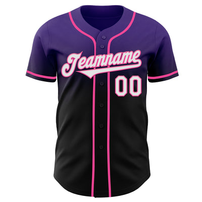 Custom Purple Black-Pink Authentic Fade Fashion Baseball Jersey