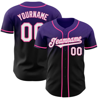 Custom Purple Black-Pink Authentic Fade Fashion Baseball Jersey