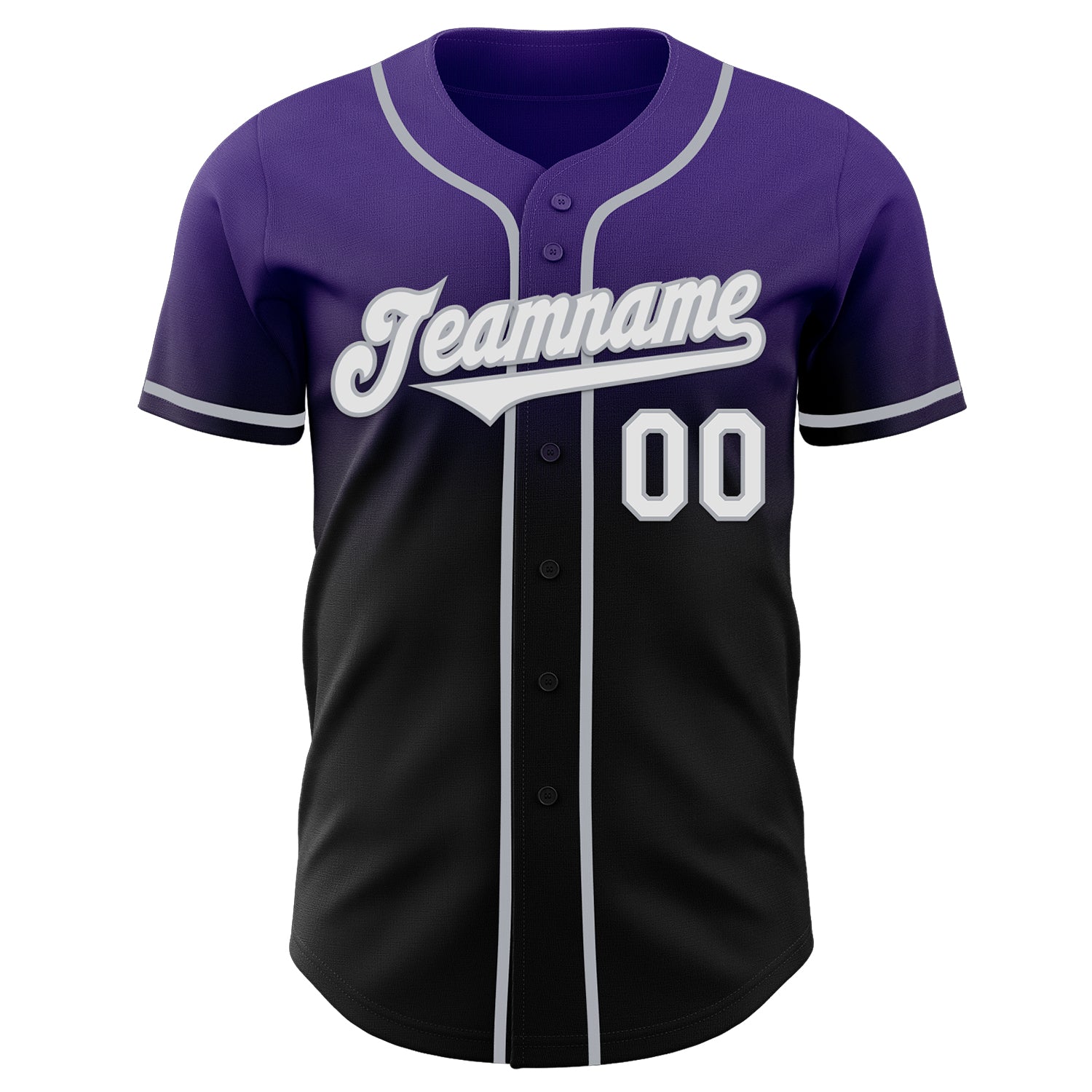 Custom Purple Black-Gray Authentic Fade Fashion Baseball Jersey