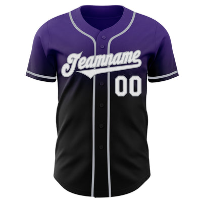 Custom Purple Black-Gray Authentic Fade Fashion Baseball Jersey