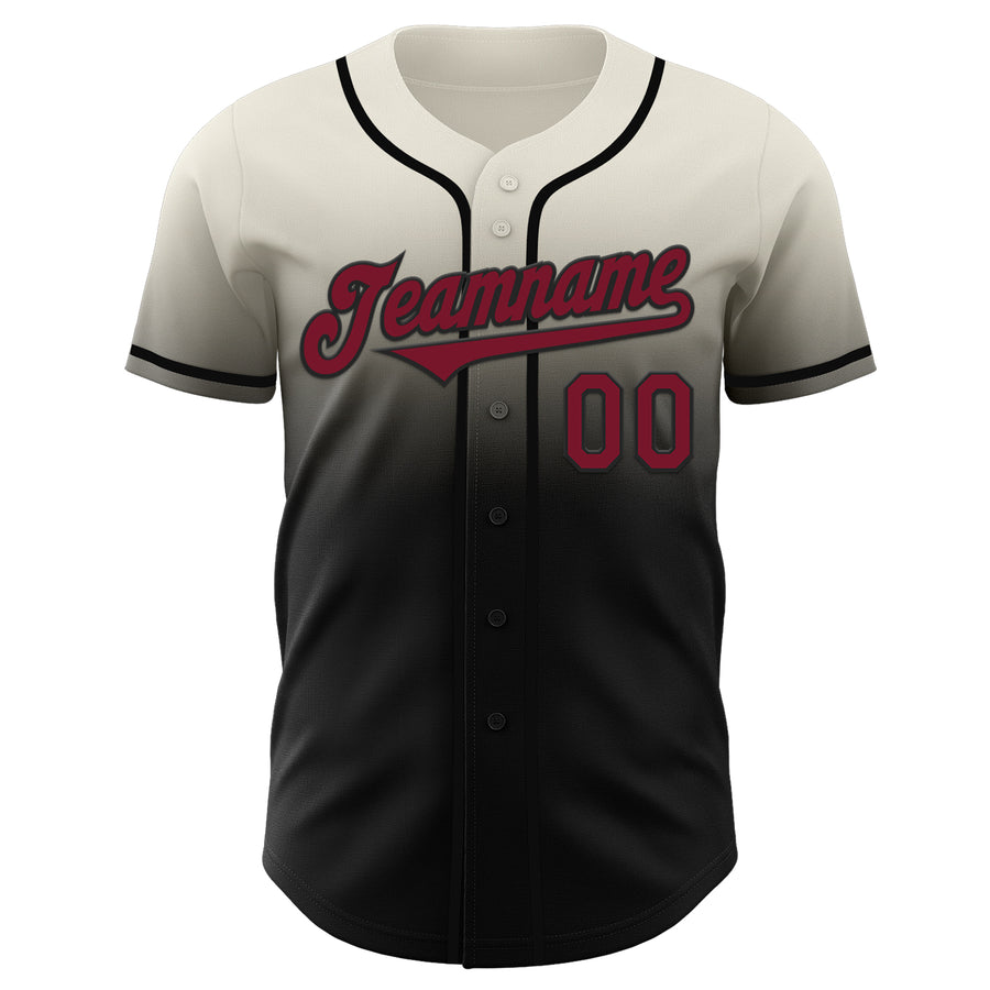 Custom Cream Crimson-Black Authentic Fade Fashion Baseball Jersey