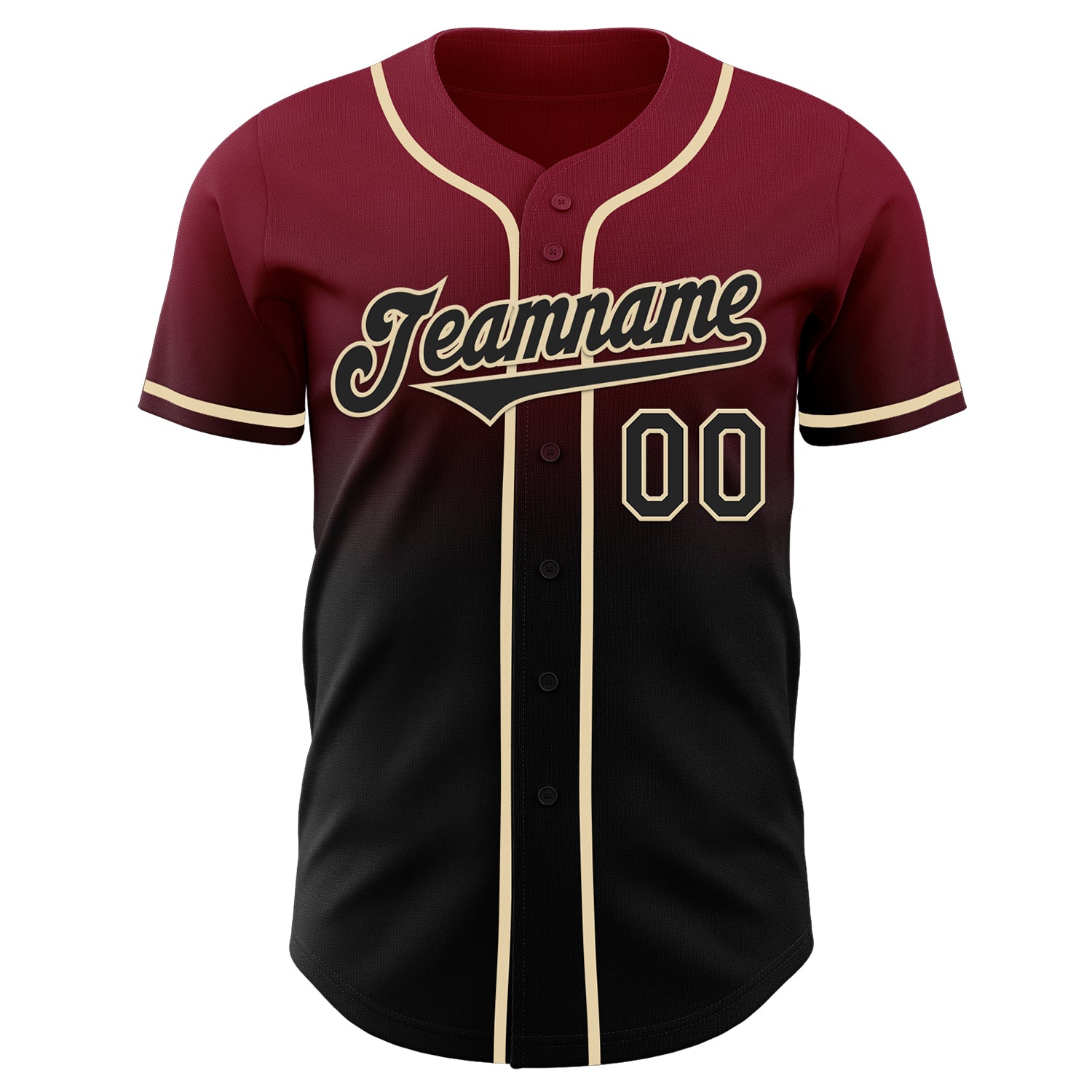 Custom Crimson Black-Cream Authentic Fade Fashion Baseball Jersey