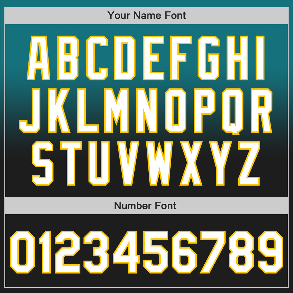 Custom Teal Black-Yellow Authentic Fade Fashion Baseball Jersey