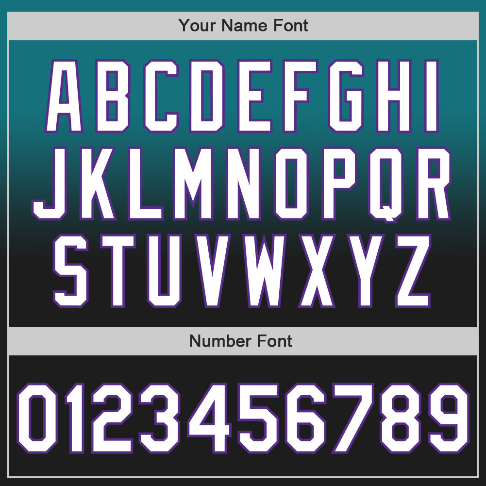 Custom Teal Black-Purple Authentic Fade Fashion Baseball Jersey