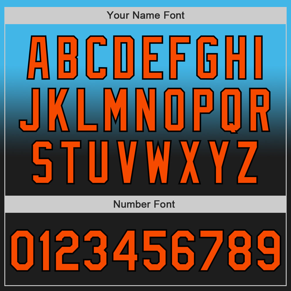 Custom Sky Blue Orange-Black Authentic Fade Fashion Baseball Jersey