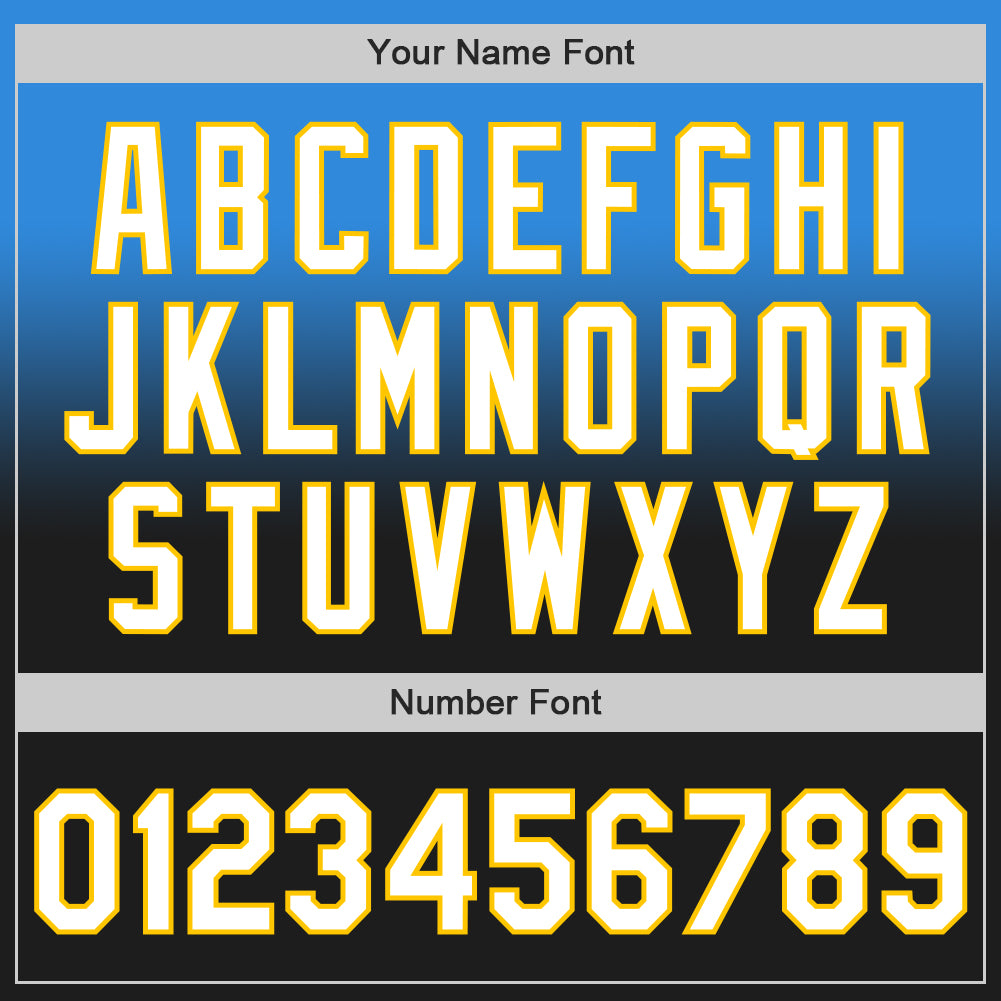 Custom Electric Blue Black-Yellow Authentic Fade Fashion Baseball Jersey