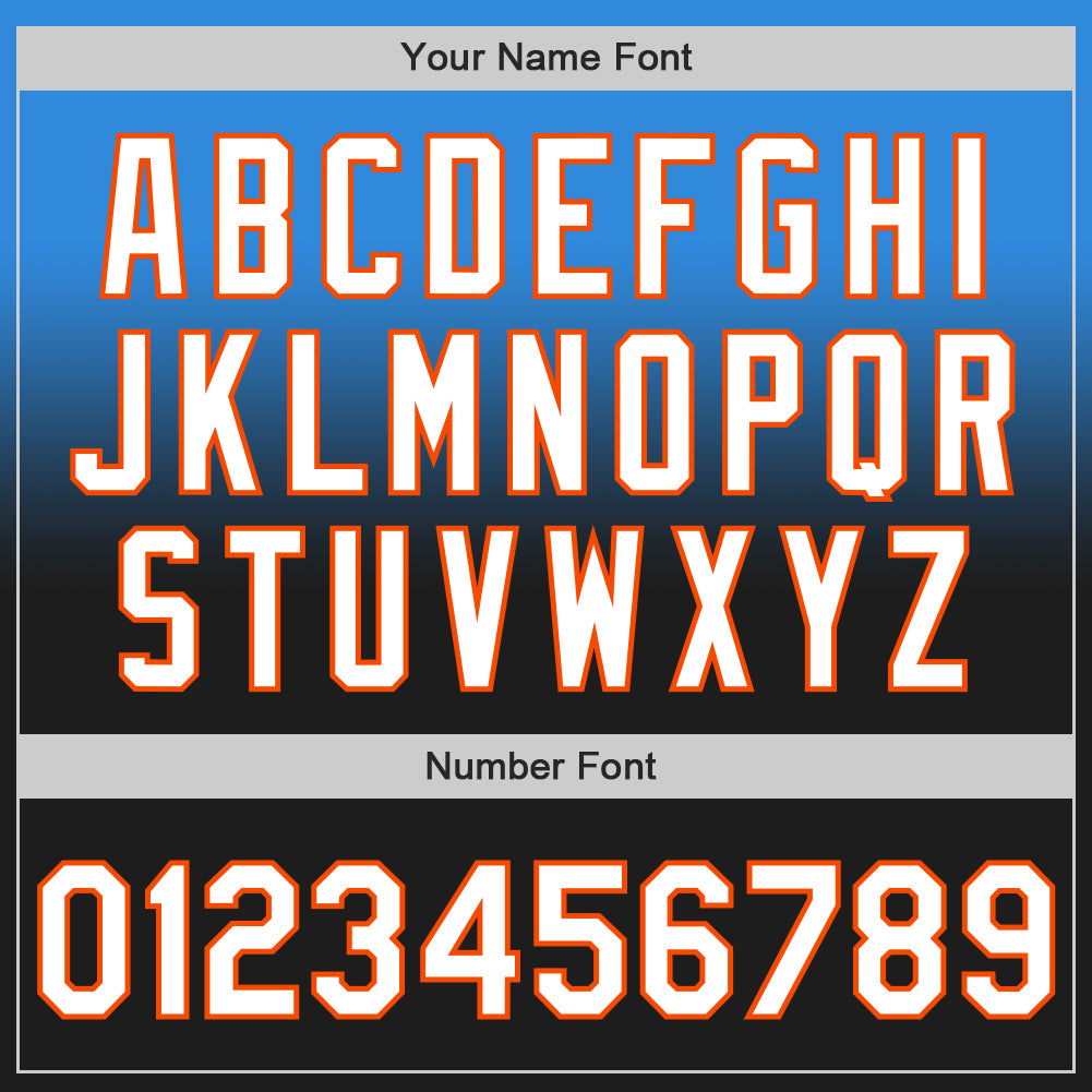 Custom Electric Blue Black-Orange Authentic Fade Fashion Baseball Jersey