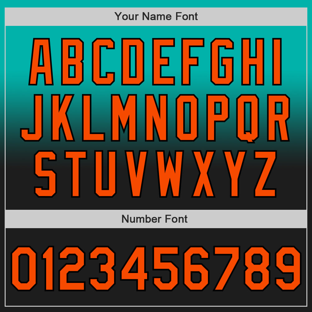 Custom Aqua Orange-Black Authentic Fade Fashion Baseball Jersey