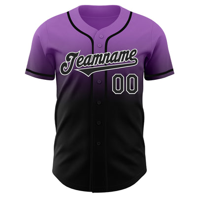Custom Medium Purple Black-White Authentic Fade Fashion Baseball Jersey